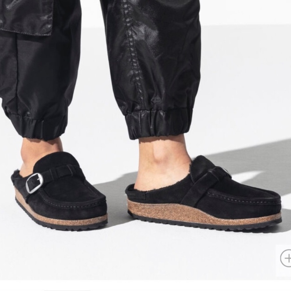 BIRKENSTOCK Buckley Genuine Shearling Mule, BLACK SIZE 7-7 1/2 US / 38 EU